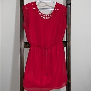 Redish/pink cap-sleeve mini vacation dress